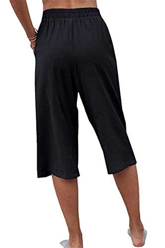 Veatzaer Women's Elastic Waist 3/4 Capri Harem Pants with Pockets Casual Loose Solid Yoga Trousers S-XXL4