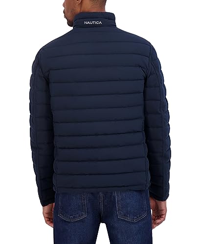 Image of Nautica Men's Reversible Quilted Puffer Jacket -Midweight Mechanical Stretch Winter Coat