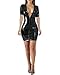 NIGHTMISS Women Sexy Deep V Neck Patent Leather Mini Party Dress Short Sleeve Zip Up Latex Clubwear Nude Dress(BL-XL)