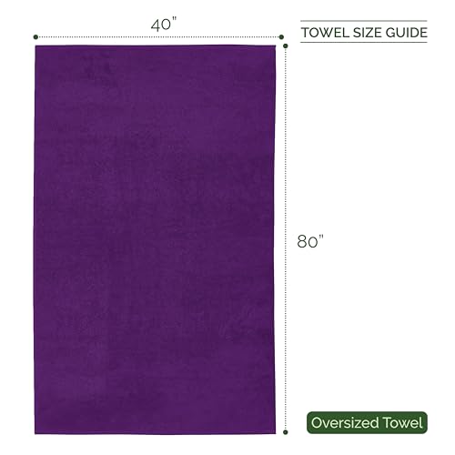 Image of Elegant Comfort Three Line Popcorn Extra Large Luxury Bath Towel - 40 inch x 80 inch inch, Premium Hotel Spa Quality 1 Piece Oversized Bath Sheet 100% Turkish Cotton Super Soft Highly Absorbent, Purple