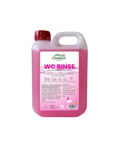 WC Rinse – Líquido para Cisterna de WC Químico 2L | Aroma Cereza y Frescor Duradero para Inodoros Portátiles, Autocaravanas y Camping