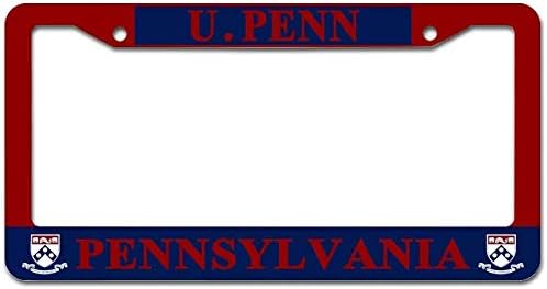 Castum U.Penn Pennsylvania Luxury Aluminum Metal Car License Plate Frame 2 Holes Anti-Impact Waterproof Shockproof for Vehicles