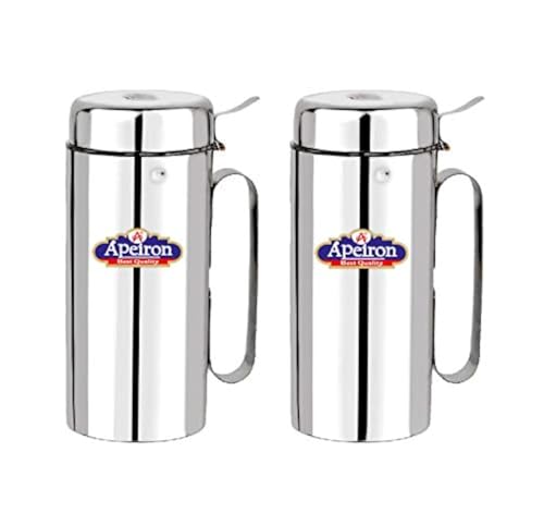 Apeiron Stainless Steel | Oil Dispenser | Cooking Oil Dispenser | Oil Stopper | Oil Pourer | Sliver | (1250ml Pack of 2)