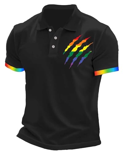 Camiseta Polo para Hombre Orgullo Gay con Bandera Arcoiris, Marca Claw, Igualdad LGBTQ y Derechos Humanos miniatura 1