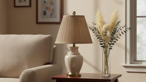 Image of Aspen Creative 32072, Hardback Empire Transitional Spider Lamp Shade, Mushroom Pleated Sienna Brown, 7 inch Top x 13 inch Bottom x 10 inch Slant