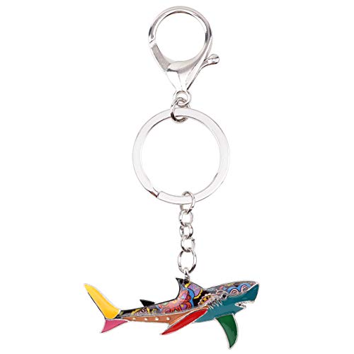 WEVENI Enamel Alloy Shark Key Chain Ring Handbag Bag Charm Keychain Fashion Ocean Fish Jewelry for Women Bag Charm Gifts (Multicolor)4