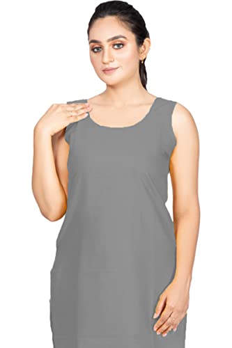 Image of Women's Cotton Long Camisole for Kurti /Suit Slip /Long Inner /Samij for Women Sameej /Knee Length Inner Wear /Sameez /Kurti Slip /Round Neck /Invisible