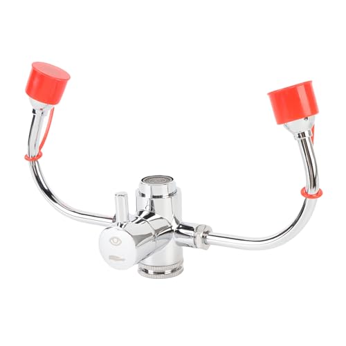 Faucet Mounted Eyewash Station with Cover, First AID Emergency Eye Wash Unit for Sink Attachment, for Lab, Factory, Industry Site, Office and Home, Equipped with 3 Adapters