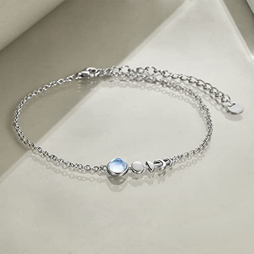 TIGER RIDER 925 Sterling Silver Moonstone Bracelet Moonstone Jewelry for Women Girls Birthday Gifts - Image 3
