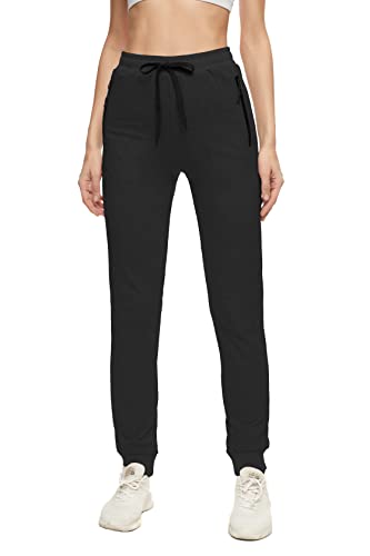 GOLDPKF Baumwolle Weiche Sport Leggings Damen mit Tasche Kleidung Yoga-Trainingshose Lang Hoher Taille Baseball Jogginghose mit Taschen Schwarz XL 44 Cover