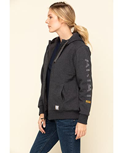Image of ARIAT Rebar All-Weather Full Zip Hoodie, Charcoal Heather, X-Large