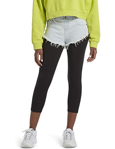 Kendall + Kylie Women's Cut-Off Denim Shorts with Cotton Capri, FADED WASH, Extra Large