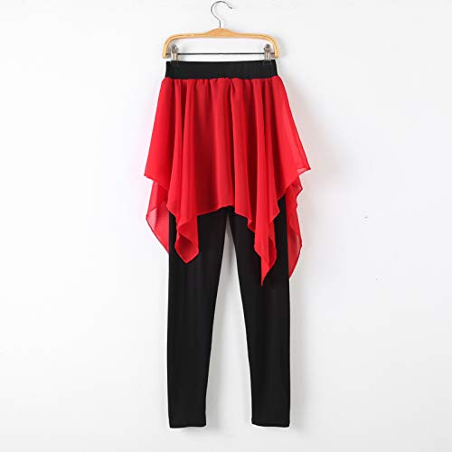 Phomnd Leggings femininos 2 em 1 saia macia modal de chiffon calças assimétricas Slim Dance Yoga Pil