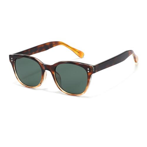 Polarized Oval Sunglasses for Men Women Black Tortoiseshell frame Retro Driving Glasses UV Protection