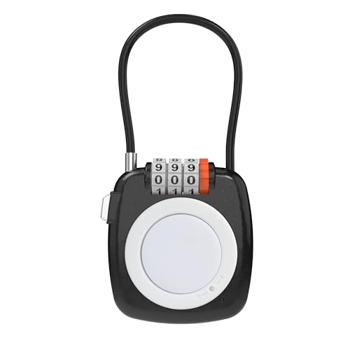 [Apple MFi Certified] iOS GPS Tracker Tag & Holder Case with Combo Cable Lock, Compatible with Apple Find My, Locking AirTag Holder for Luggage Travel Tracking, Backpack, Suitcase, Kids School Bag