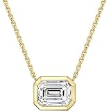 Michooyel 925 Sterling Silver 18k Gold Plated Necklaces for Women Emerald Cut Solitaire 1.5 Carat CZ Pendant Necklace | Dainty Gold Necklaces for Women