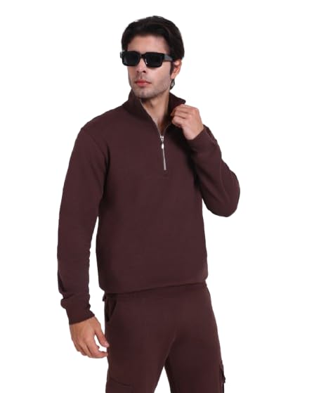 Urban Quarter Zip Sweatshirt for Men | Premium Cotton Blend High Neck Pullover Sweatshirt with Quarter Zipper | Regular, Travel-picture-30