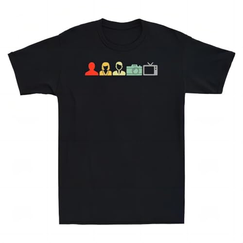 Person Woman Man Camera TV Cognitive Test Funny Gift Men's Cotton T-Shirt Retroblack M