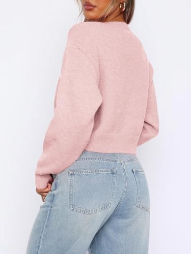 Image of Balimtoy Women's Cropped Cardigan Sweaters Long Sleeve Button Down Sweaters Knit Cardigan Cute Y2k Open Front Crop Top