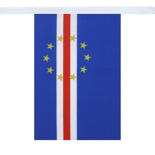 Image of AZ FLAG Cape Verde 6 meters BUNTING Flag 20 flags 9'' x 6'' - Cape Verdean STRING flags 15 x 21 cm