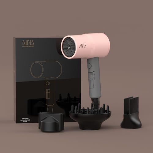 Image of AINA Diffuser Hair Dryer,Comb Full-Featured Blow Dryer 110V(Misty Blush) | 3 Heat /2 Speed;Cold shut button;Lightweight;Compact Size;High Temp;Low Airflow;Same Results;Less Expense