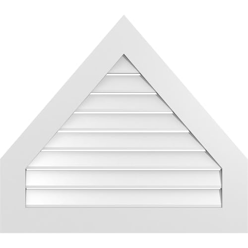 TrueCraft PVC Peaked Top Surface Mount Gable Vent, 34"W x 30"H Overall Frame Size, 14/12 Pitch: 1" x 3-1/2" Standard Trim Frame, Functional