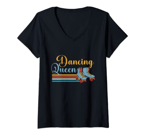Mujer Retro Dancing Queen | Patines | Rollerblades Camiseta Cuello V