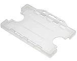 Customcard Ltd Double-Sided ID Card Holder - Secure, Clear Plastic for 2 Credit-Sized Cards (85mm x 54mm) - Durable, Lightweight for Work, School, Events - ID Card Holder for Lanyard (Clear,Pack of 1)
