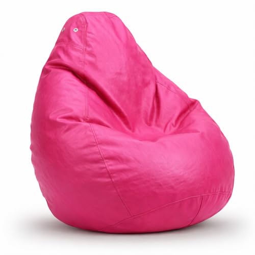Puff Fofão Grande Adulto com Enchimento Incluso | Assento Confortável, Ergonômico Courino Premium, Leve para Sala Quarto TV, Impermeável. (Rosa Pink)