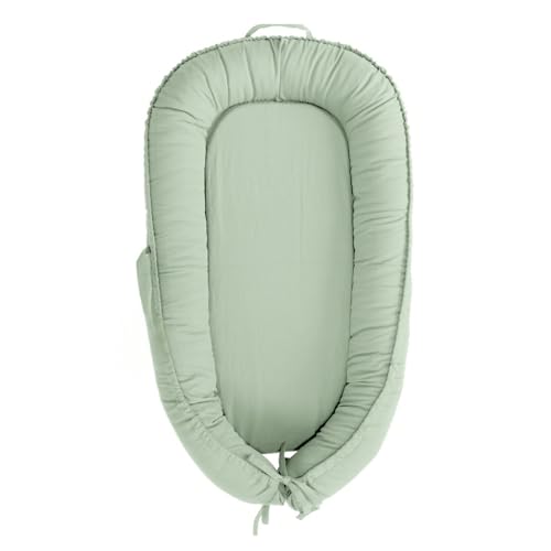 Image of Infant Lounger, Baby Nest Cover for Baby Girls & Boys, Portable Baby Support Cushion, Newborn Essentials for Baby 0-12 Months, 100% Cotton Breathable, Travel Baby Lounger (Spring Green)