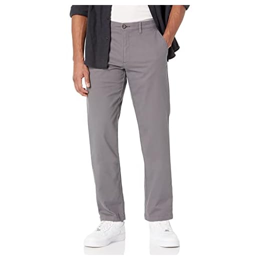 Amazon Essentials Men's Straight-Fit Casual Stretch Chino Pants, Sits at Waist, Dark Grey, 42W x 32L