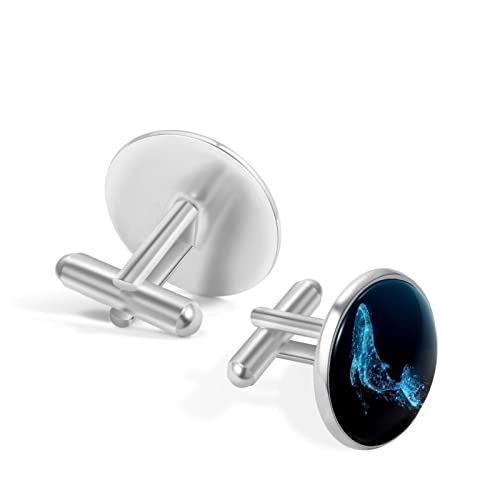 Starlight Walvis Vector Print Klassieke RVS Manchetknopen voor Heren, Pak Shirt Manchetknopen Sieraden Zakelijke Bruiloft Cadeaus - Image 3