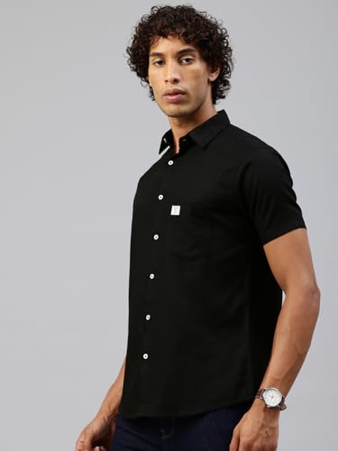 Image of Majestic Man Men Slim Fit Pure Cotton Solid Half Sleeve Casual Shirt