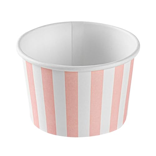 Image of Coppetta 4 Ounce Dessert Cups, 50 Disposable Ice Cream Cups - Lids Sold Separately, Heavy-Duty, Pink And White Paper Frozen Yogurt Bowls, For Hot And Cold Foods - Restaurantware