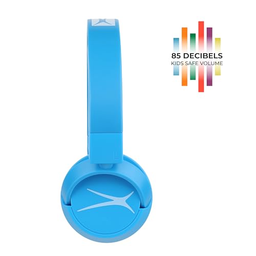 Image of Altec Lansing Kid Safe 2-in-1 Bluetooth and Wired Headphones, Noise Cancelling, Volume Control, Wireless, Foldable Design (Blue)