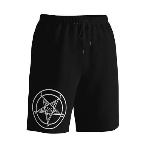 Goat of Mendes Pentagram Satan Satanic Baphomet Mens Swim Trunks Quick Dry Board Shorts 7" - Hawaii Beach Swimwear3