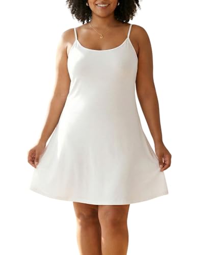 Image of 7th Element Women's Plus Size Slip Dress, Spaghetti Strap Summer Cami Sundress & Nightgown, Under Dresses & Beach Cover-up