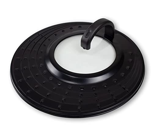 Navaris Universal-Pfannendeckel Mit Siebkante – Passt Auf 26/28/30 Cm Töpfe, Glas, Spülmaschinenfest, Schwarz
