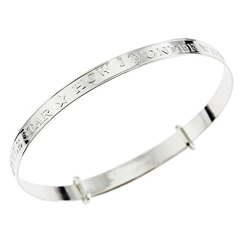 Sterling Silver Expander Bracelet Bangle for Babies With Engraved Text (With Pink Box) Cover