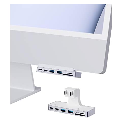 Hagibis iMac Hub with USB C 3.1, USB 3.0 Ports and SD/Micro SD Card Reader, USB-C Clamp Hub USB C Docking Station for 2021 iMac 24 inch (Without HDMI) Cover