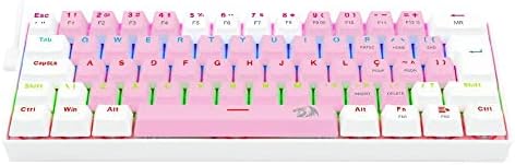 TECLADO GAMER REDRAGON LAKSHMI ROSA E BRANCO RGB COM SWITCH AZUL