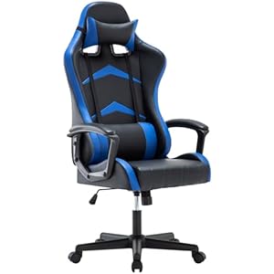 IntimaTe WM Heart Gaming Chair, Ergonomic High Back Office Racing Chair with Armrest, Swivel Leather Desk Chairs with Adjustable Headrest and Lumbar Cushion for Office and Home (Blue)