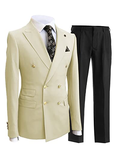 Men's 2 Pieces Suit Tuxedos Jacket Business Pants Waistcoat Fit Blazer for Wedding3