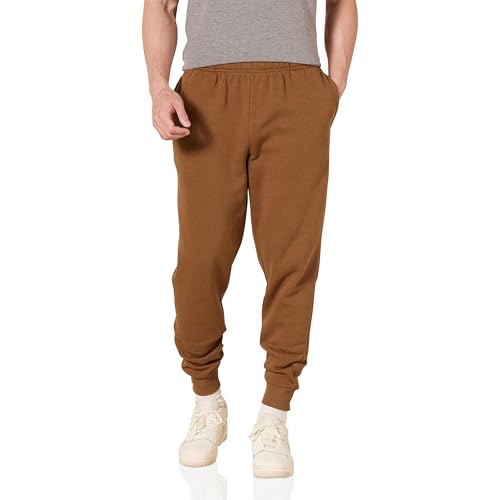 Amazon Essentials Men's Relaxed Joggers Sweatpants, Fleece, Comfortable Fit, Toffee Brown, Medium