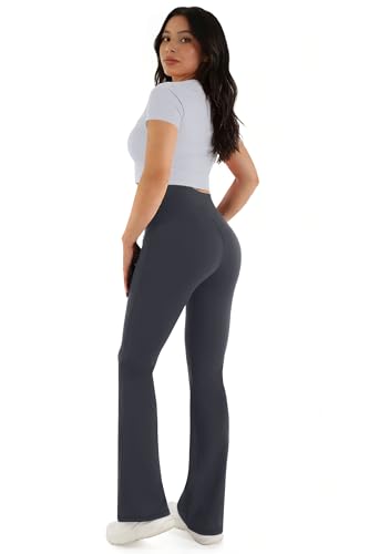 Image of Flare Leggings for Women with Pockets 2pack High Waisted Crossover Flare Leggings Bootcut Yoga Pants