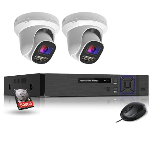 Image of JUSTOP Starlight 4 Channel Outdoor CCTV Camera System, Smart Security Kit, Full Colour Night Vision, AOC Audio Recording, H.265+ DVR with 500GB Hard Drive and 2x 1080P Cameras, Email & APP Alert