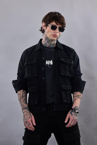 Image of SNITCH Revolution Black Utility Denim Jacket