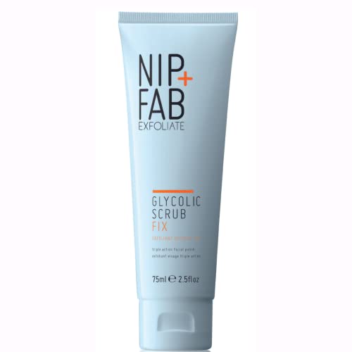 Nip + Fab Glycolic Acid Fix Face Scrub with Salicylic Acid, AHA/BHA Exfoliating Facial Cleanser Polish for Refining Pores Skin Brightening, 75 ml 2.5 fl oz