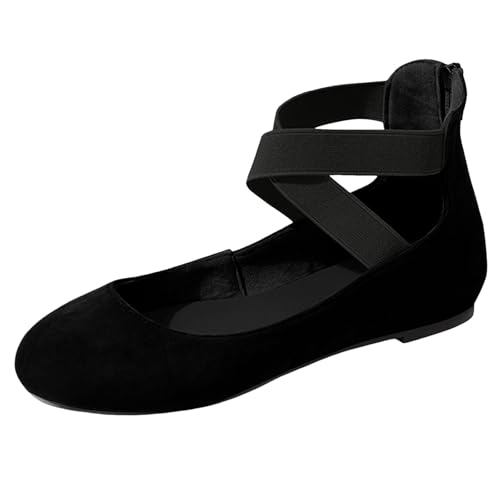 Women's Flats Comfortable Fashion Shoes for Women with Elastic Ankle Straps Dressy Ballerina Closed Toe Casual Slip On Loafers Classic Ballet Work Wedding Office Yoga Flat Shoes4