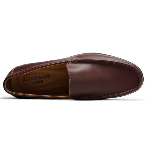 Image of Men's Loafers Casual Leather Slip-On Oxfords Driving Shoes Dress Soft Comfortable & Light-Weight Black